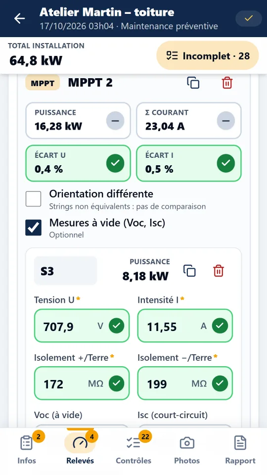 String créé et rempli, avec la conformité recalculée